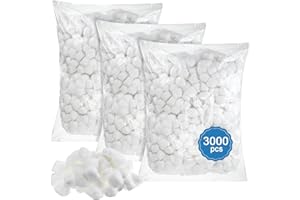 HEIGBLE 3000 Pcs Cotton Balls Bulk Medium Size Organic Pure Cotton Balls for Makeup Remover, Nail Polish Remover and More