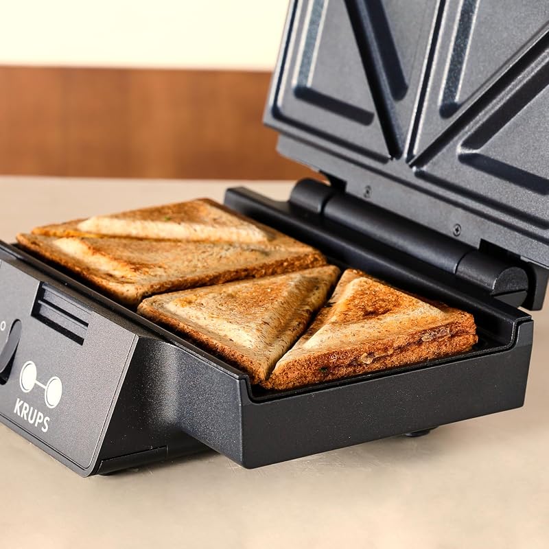 FDK FDK461 - icónica sandwichmaker 850W, placas antiaderentes revestidas a cerâmica, design icónico, armazenamento vertical, fácil de usar, preto, FDK461