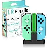 Switch Controllers Bundle for Switch 2,Wireless Remote Joy Work with OLED Lite,No Drift Hall Effect Joysticks,Motion Control,2-in-1 Best Budget Cons with 4-Slot Charging Dock,1 Blue One Green