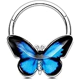 OUFER Butterfly Septum Rings, 16G Daith Septum Piercing Jewelry, Hinged Segment Clicker Daith Helix Cartilage Earrings for Women Men-Blue/Pink