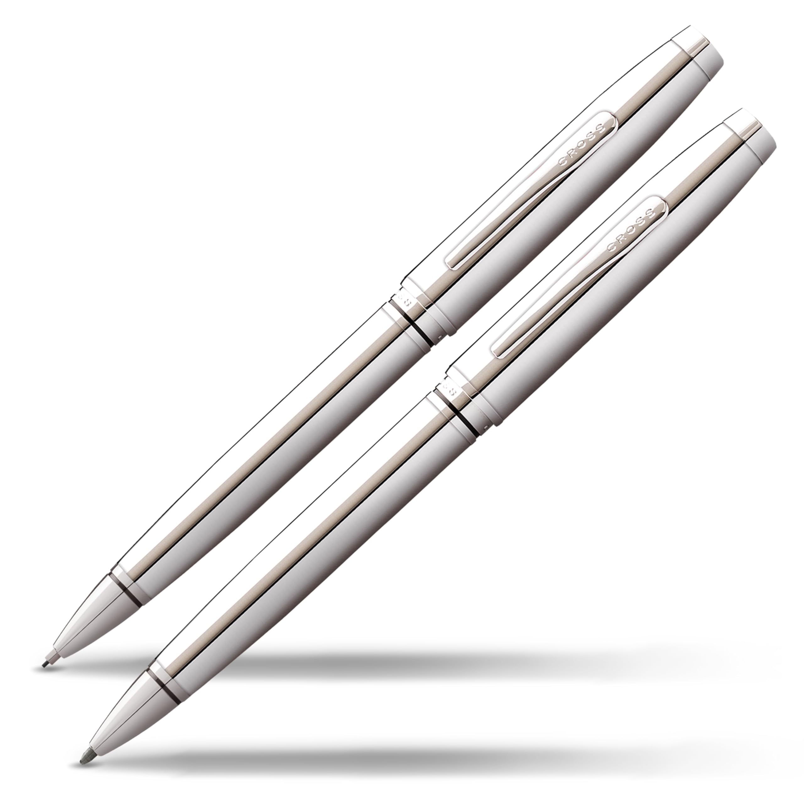 CROSS Coventry Ballpoint Pen and Mechanical Pencil Set (KS: Line Width M, DB 0.7 mm, Includes Gift Packaging) Glossy Chrome