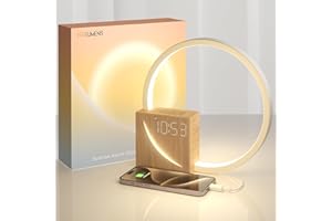 Vivilumens Sunrise Alarm Clock for Heavy Sleepers Adults, Wake-up Light, Sleep Aid 10 White Noise Sound Machines with 30/60/90 Timer, 3 Level Dimmable Touch Table Lamp with Snooze USB Charger Port