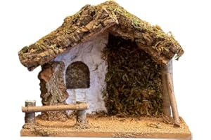 VILLAGE GIFT IMPORTERS Village Nativity Stable Creche, 5 inch Heirloom Collection 12.5" x 7" x 8", Made in Italy