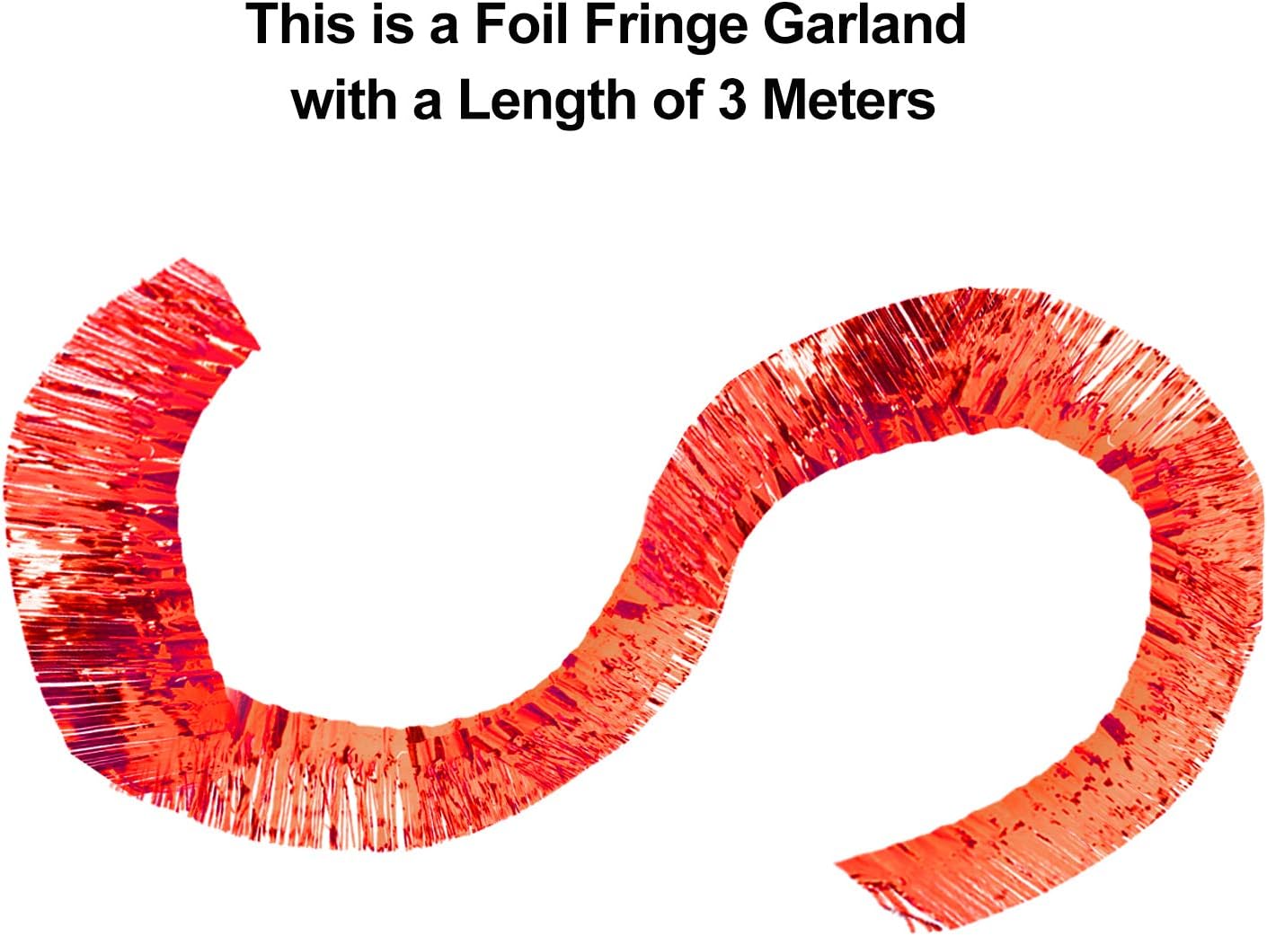 4 Packs 10 Feet Foil Fringe Garland Metallic Foil Tinsel Fringe Garland Wall Hanging Fringe Banner for Wedding Birthday Parties Holiday Decorations and More (Red) - Image 4