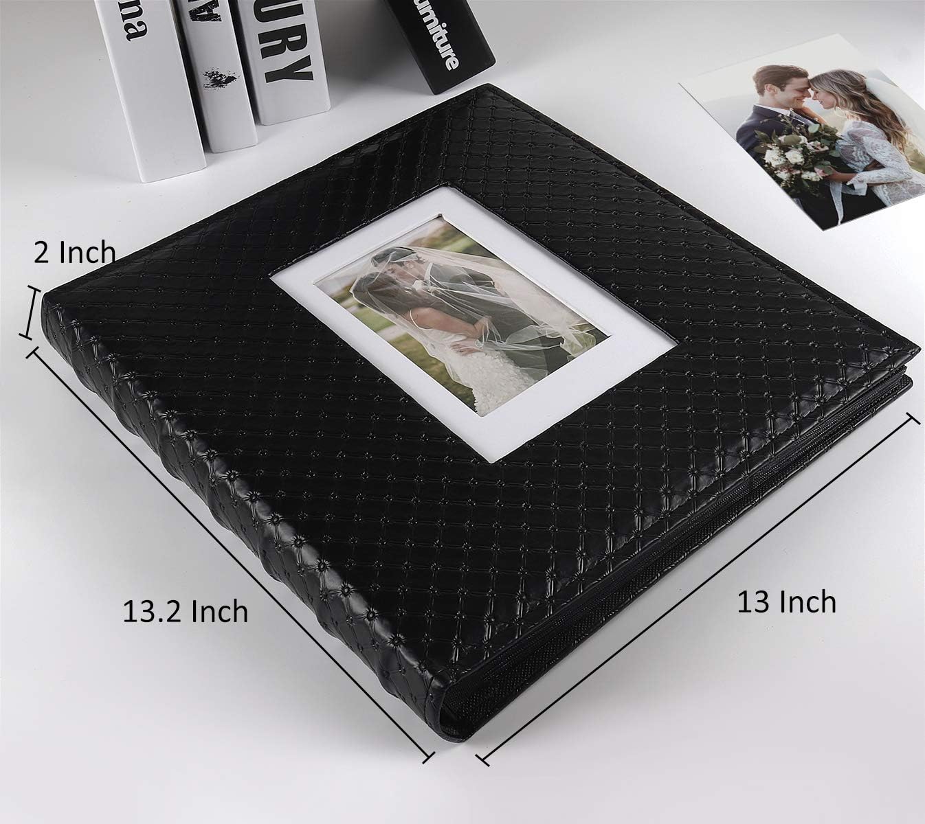 RECUTMS Photo Album 6x4 600 Photos Black Inner Page Button Grain Leather Big Capacity Pockets Pictures Album Birthday Christmas Photo Albums Wedding Anniversary (Black) - Image 4
