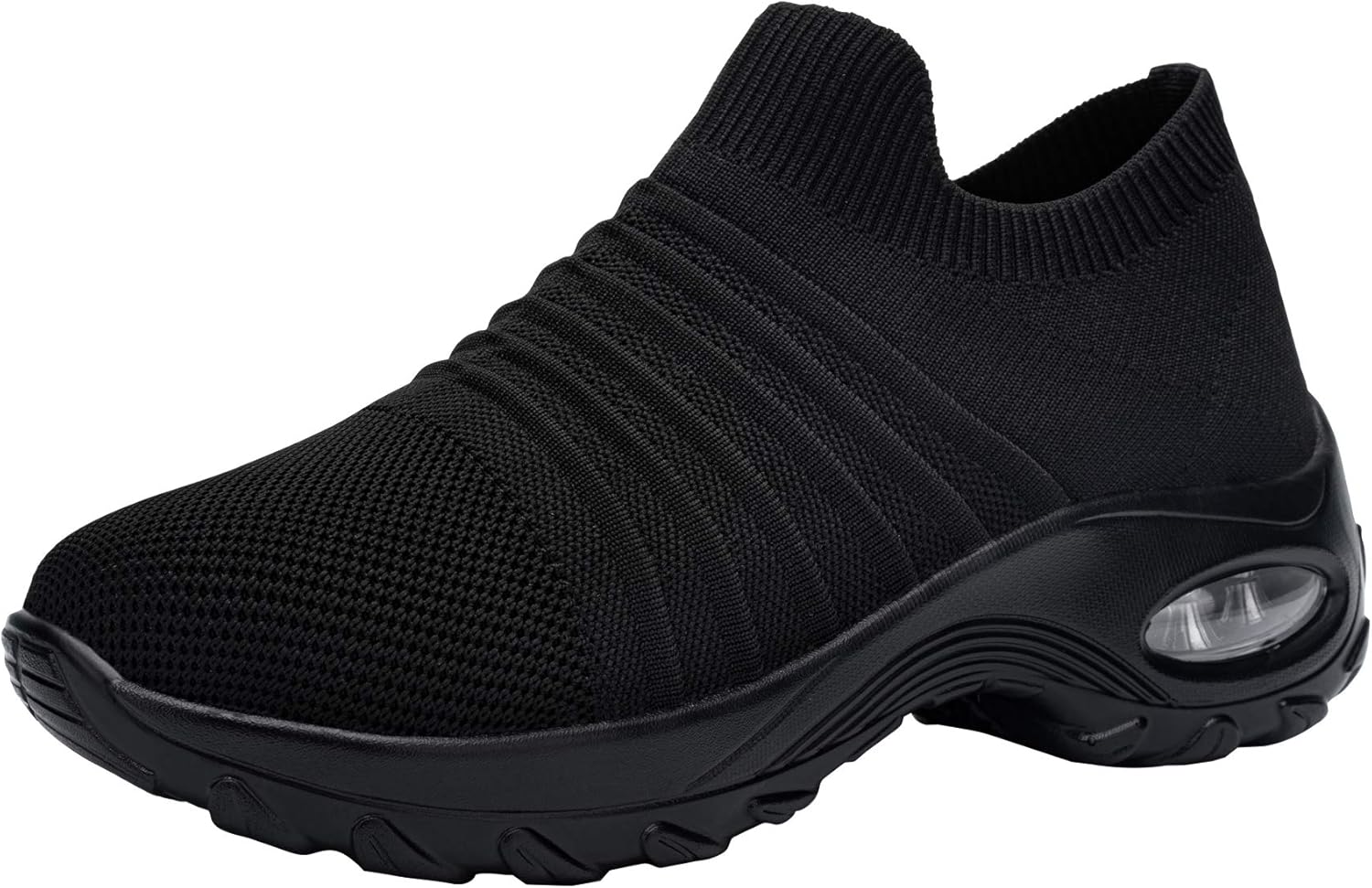  | DYKHMILY Slip on Steel Toe Shoes for Women Lightweight Safety Shoes Walking Air Cushion Lady Slip Resistant Platform Work Sneakers Breathable(7.5, Black, D91880) | Shoes