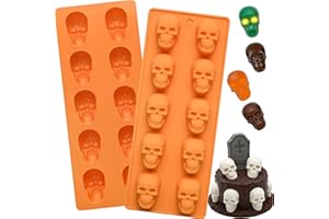 2PCS Halloween 3D Silicone Molds,Skull Chocolate Molds for Candy,Chocolate, Dessert, Soap and DIY Cupcake Topper