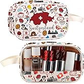 CMNIM Switzerland Souvenirs Gifts Switzerland Travel Bag Switzerland Map Cosmetic Bag With Zipper for Switzerland Lover Gift (Switzerland C Makeup Bag)
