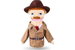 ZJOEY Role Play Hand Puppets Hand Plush Chef Doctor Fireman Pirate Detective Athlete Nurse Worker Hand Puppet Toys Puppets for Kids Storytelling Imaginative Pretend Play Teaching Preschool(Detective)