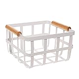 Simplify Square Metal Storage Basket with Bamboo