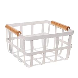 Simplify Square Metal Storage Basket with Bamboo