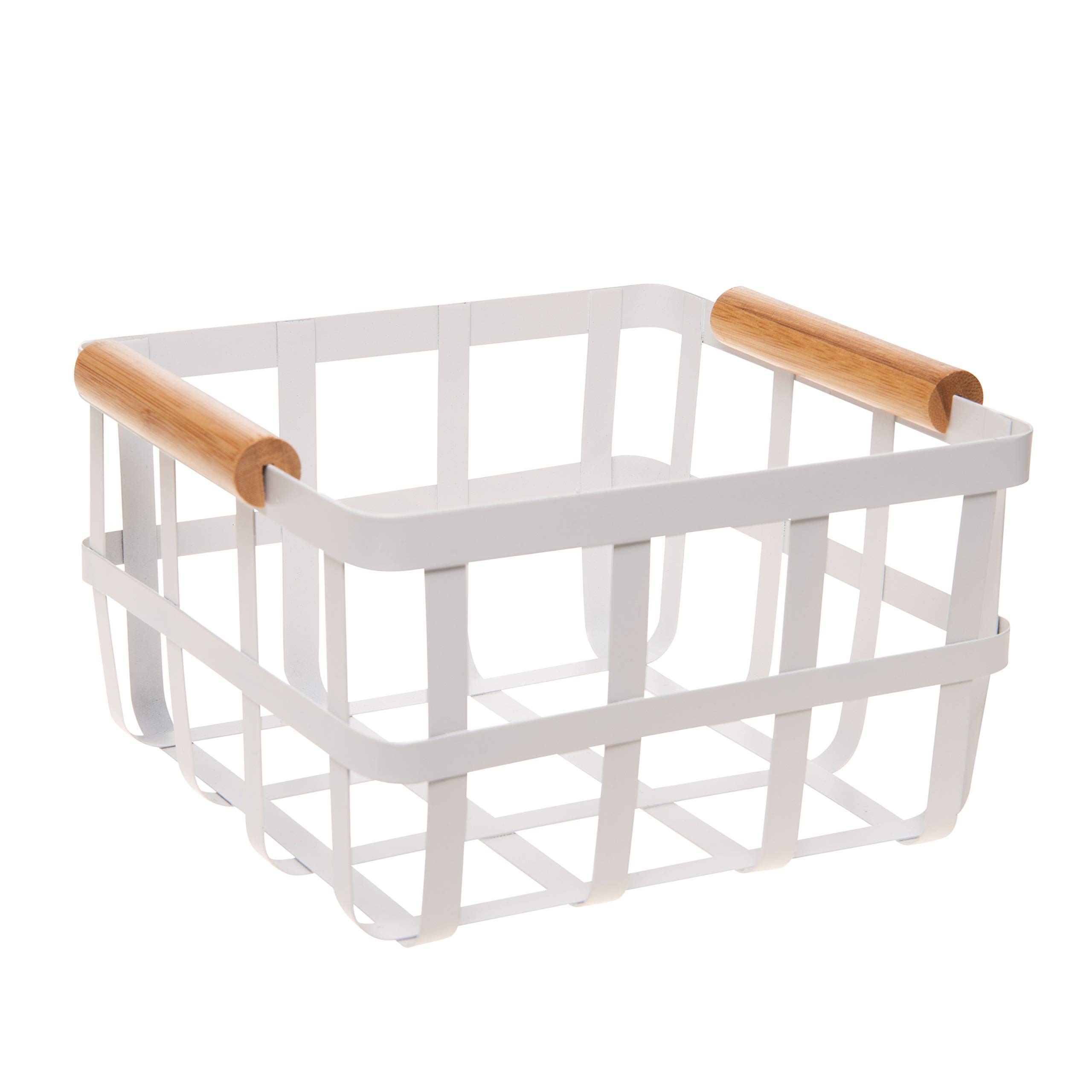 Simplify Square Metal Storage Basket with Bamboo