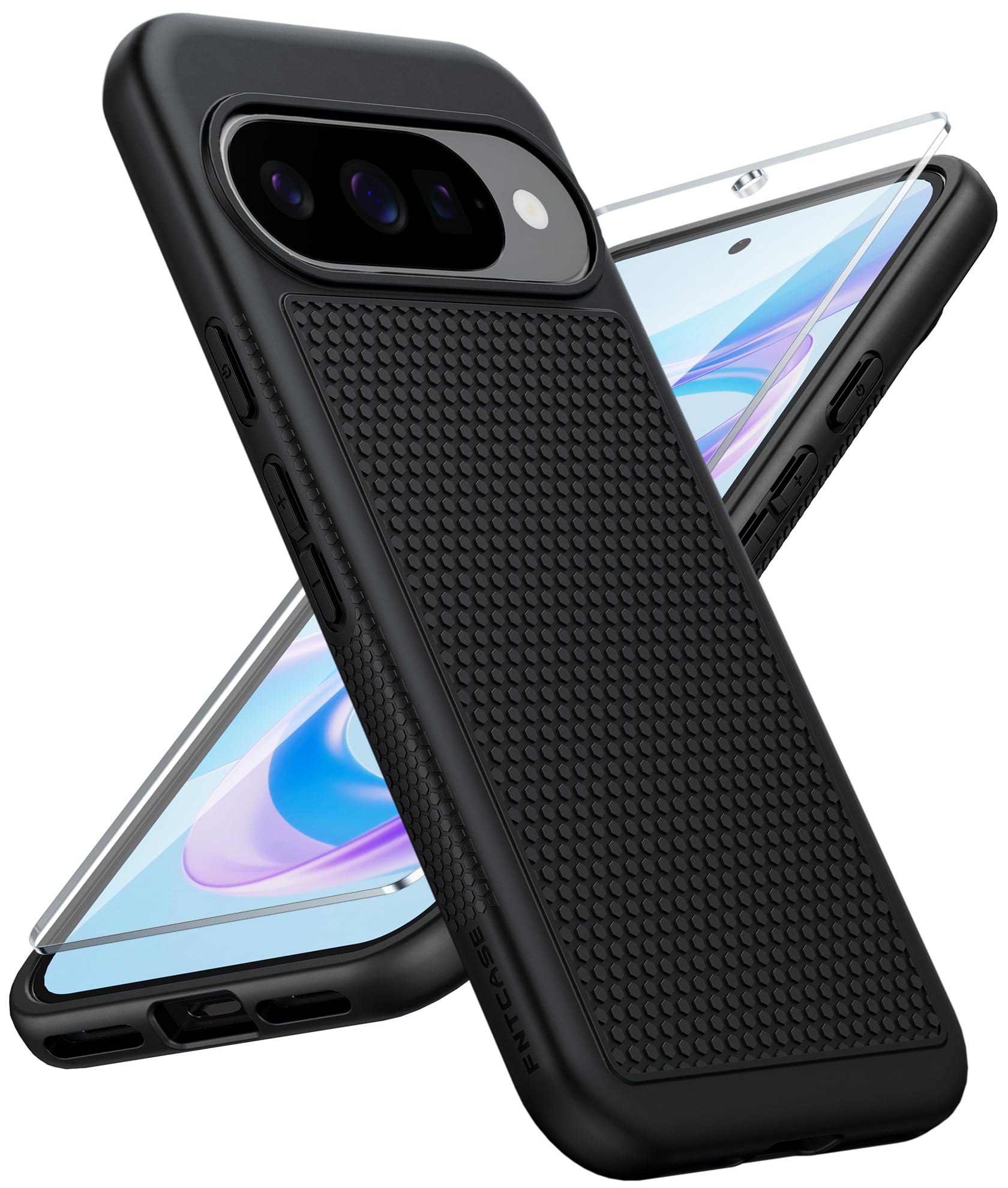Photo 1 of FNTCASE for Google Pixel 10 Case: Compatible 10 Pro/9/9 Pro Dual Layer Protective Lightweight Duty Cell Phone Cover Shockproof Rugged with Non Slip Textured - Military Protection Bumper Tough, Black