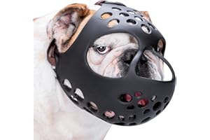 BARKLESS Short Snout Dog Muzzle, Soft Silicone Flat Faced Muzzle for French Bulldog Shih Tzu and Pug for Biting Chewing Licking and Grooming, Allows Panting