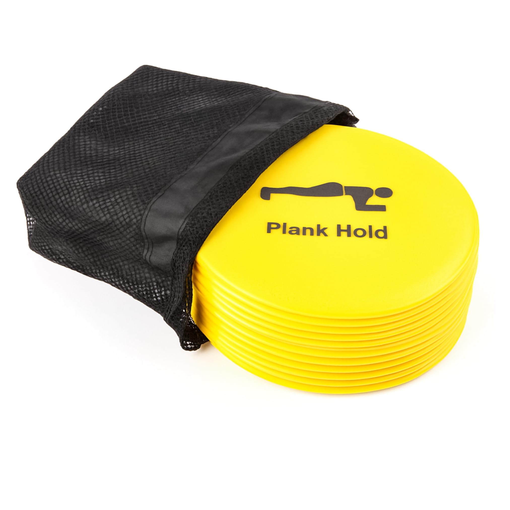 Fitness Health Flat Set of 10 Workout Round Disc Markers - Strong, Durable & Thick Rubber Discs - 21cm Discs - Non-Slip Exercise Fun Spot Markers For Outdoor, Indoor Use for Hard, Soft Surfaces