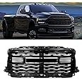 SAIQINGSP Front Grille Compatible with 2020-2024 RAM 2500 3500 4500 Gloss Black Front Grill Assembly W/Camera Hole Horizontal Billet Style Replace for 68516019AA