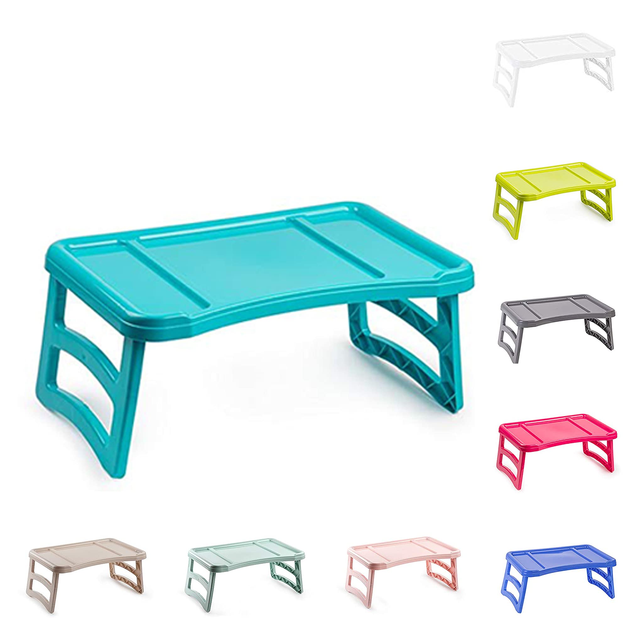 plastific Tray with Legs Folding Table for Breakfast or Lunch in Bed | 51 x 33 cm, One Size (Turquoise)
