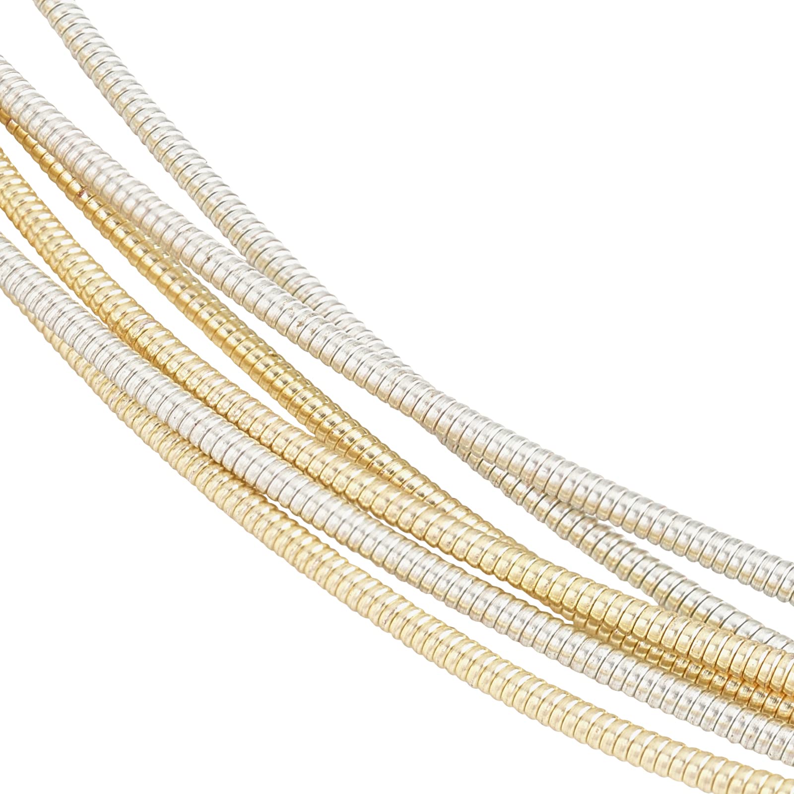 BENECREAT 1mm French Bullion Wire - Light Gold and Silver Hard Round Copper French Metallic Wire for Jewelry Making, Embroidery, Sewing DIY Accessories