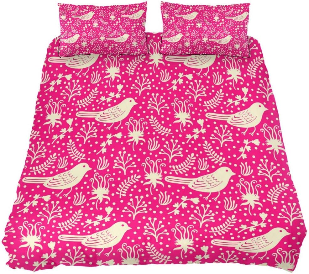 Red Birds With Floral Set Bedding Set 3 Piece, Set for Double King
