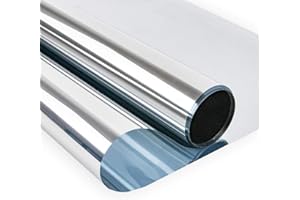 Niviy One Way Window Film Daytime Privacy Mirror Effect Reflective Window Tint for Home Self Adhesive UV Sun Blocking Heat Control Glass Door Films 17.5 x 78.7 inches Silver