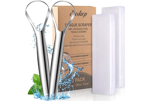 Tongue Scraper, Wide-head Tongue Cleaner with Nice Carrying Box, Easkep 100% Stainless Steel Tongue Scrapers Cleaners, for Me