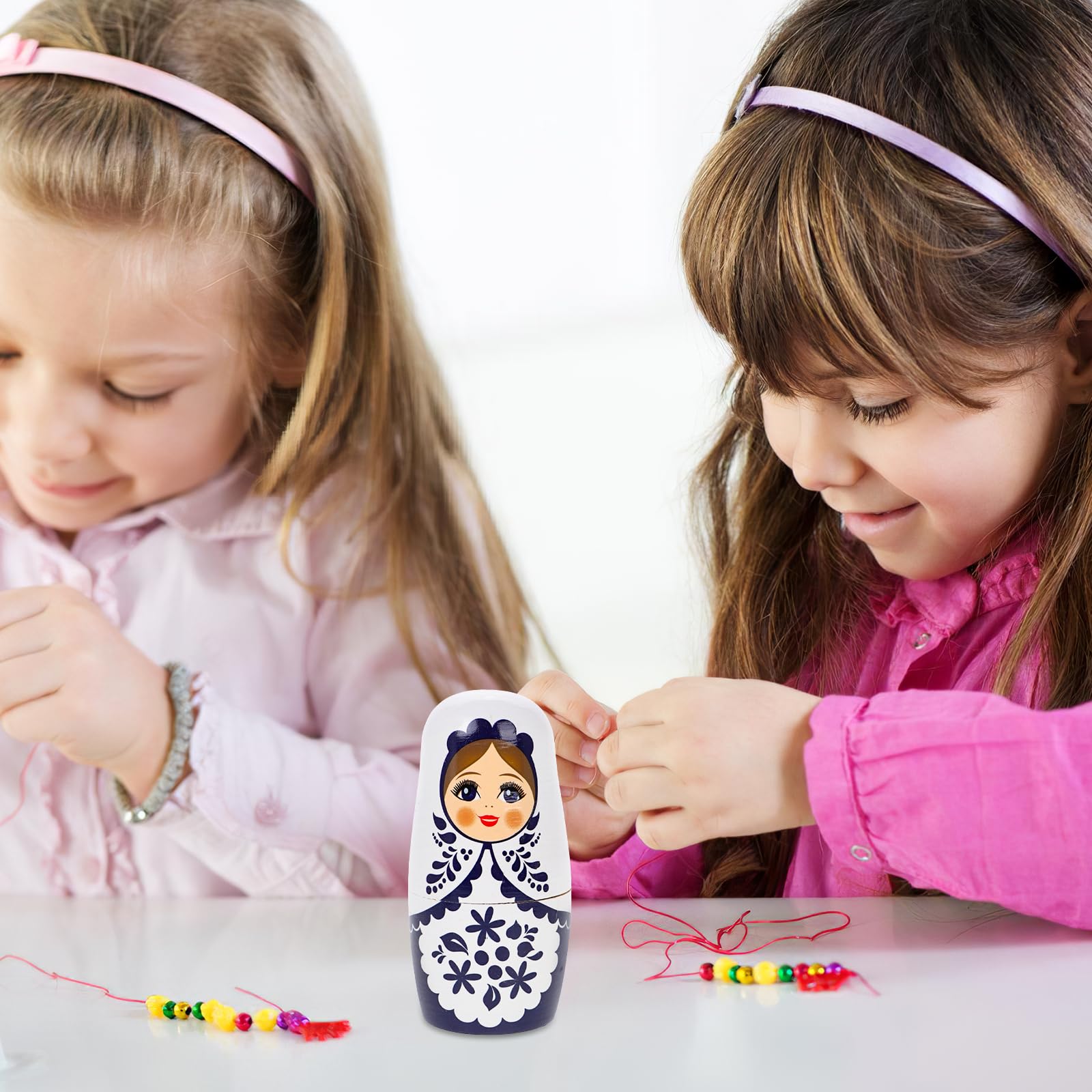 VICASKY 1 Set Russian Nesting Dolls Wood Matryoshka Handmade National Costume Girl Matryoshka Nesting Hand Painting Nested Carving Children for Stacking Doll Decoration