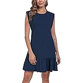 VmSlyii Womens Sleeveless Summer Dress Smocked Casual Loose Ruffle Hem A-Line Swing Mini Dress Sundress