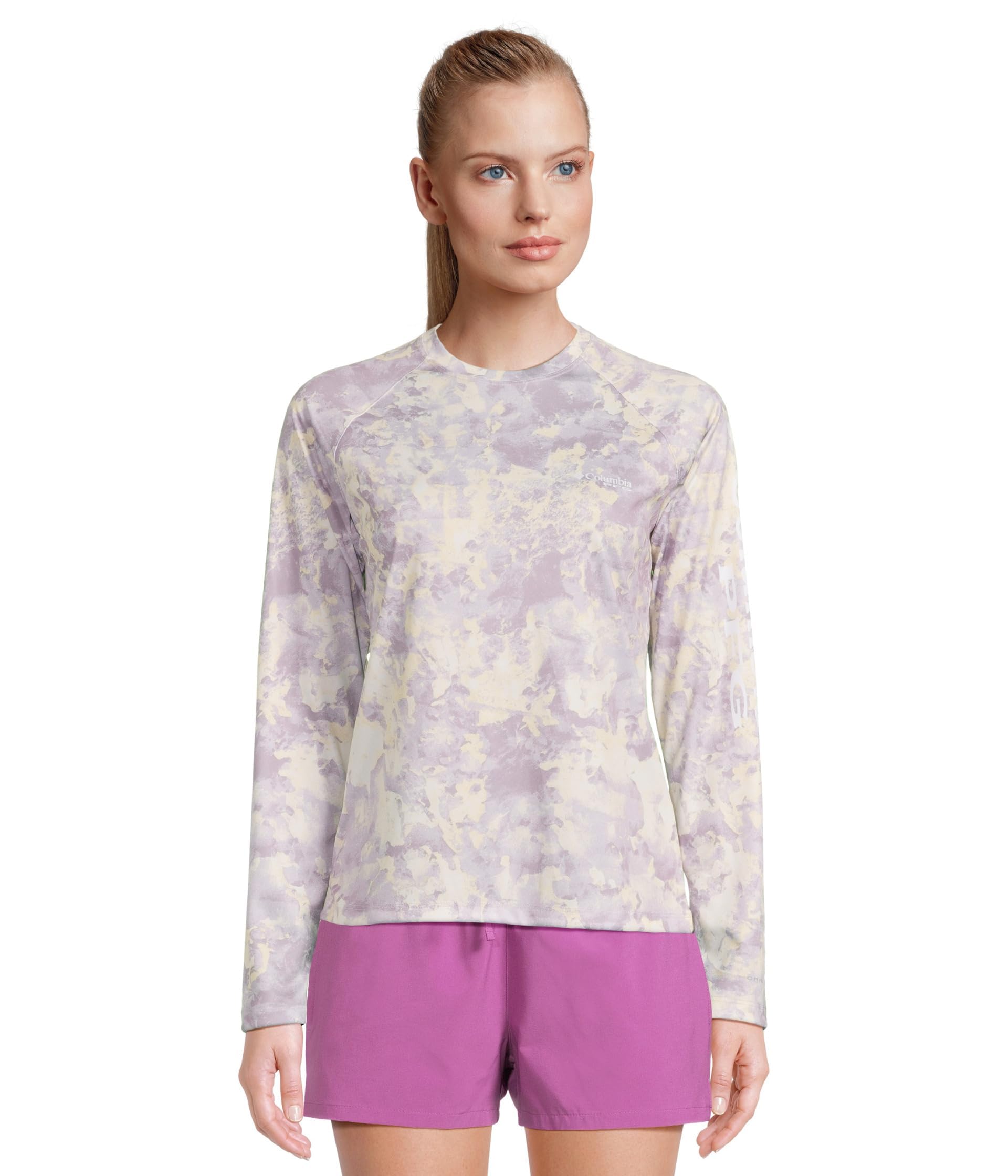 Columbia Women's Super Tidal Tee Long Sleeve, Lavender Pearl Seamoss, XX-Large Image Columbia Women's Super Tidal Tee Long Sleeve, Lavender Pearl Seamoss, XX-Large Image