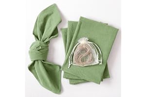 Socomi Cotton Linen Napkins Bulk 17"x17" Stonewashed Cloth Dinner Napkins Rustic Thick Table Napkins for Family Events Christmas Parties Wedding Decoration (Set of 6, Sage Green)
