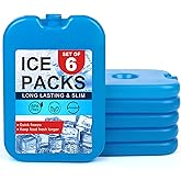 LotFancy Ice Packs for Cooler and Lunch Box, Reusable Freezer Packs for Lunch Bags, Slim Blue Ice Blocks, Long Lasting, Refreezable Flat Cool Packs for Food, Drinks, Milk