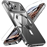 JUESHITUO for iPhone 17 Pro Max Case with Full Camera Lens Protector(Compatible with MagSafe)(Military Grade Drop Protection) 1X Screen Protector, Translucent Case for iPhone 17 Pro Max, Black