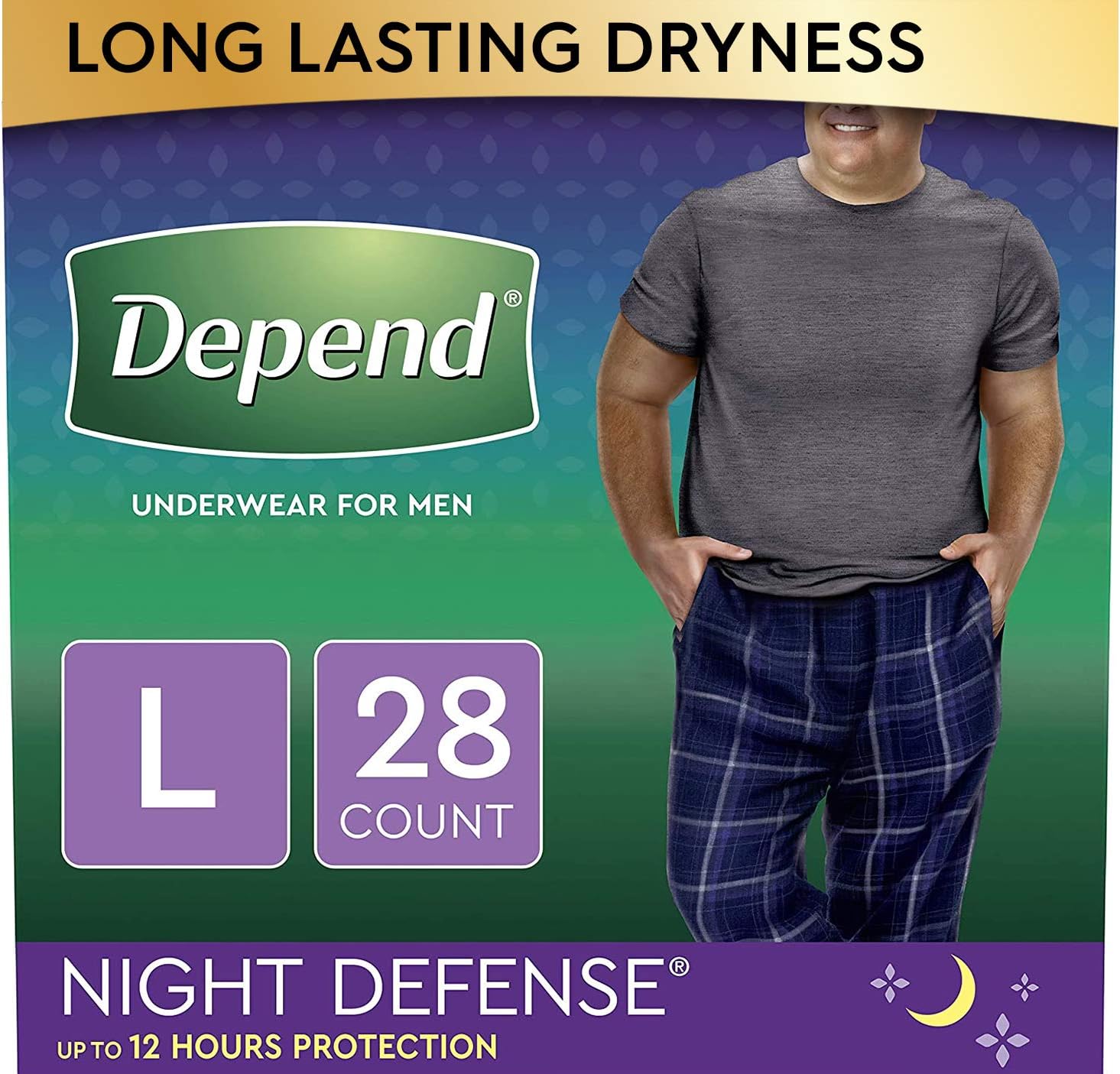 Depend Night Defense Incontinence Underwear for Men, Overnight, Disposable, Large, 28 Count (2 Packs of 14) (Packaging May Vary): Health & Personal Care