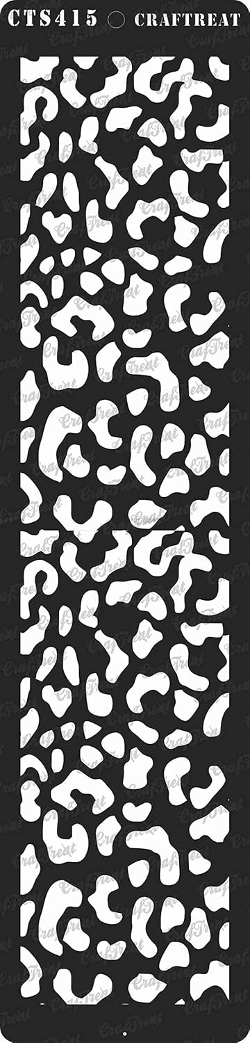 CrafTreat Cheetah Print Stencils for Painting on Wood, Canvas, Paper, Fabric, Floor, Wall and Tile - Cheetah Skin - 3x12 Inches - Reusable DIY Art and Craft Stencils - Cheetah Stencil Makeup Pattern