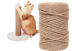 ROADTOFREE Natural Sisal Rope for Cat Scratcher,Cat Tree Rope Twine for Cat Scratching Post Replacement, Cat Tower with Scratch Post Repairing, Replace, Recovering and DIY（1/4 Inch by 165 Feet）