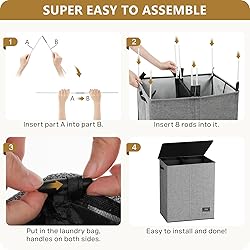 SOLEDI Double Laundry Hamper with Lid and Removable