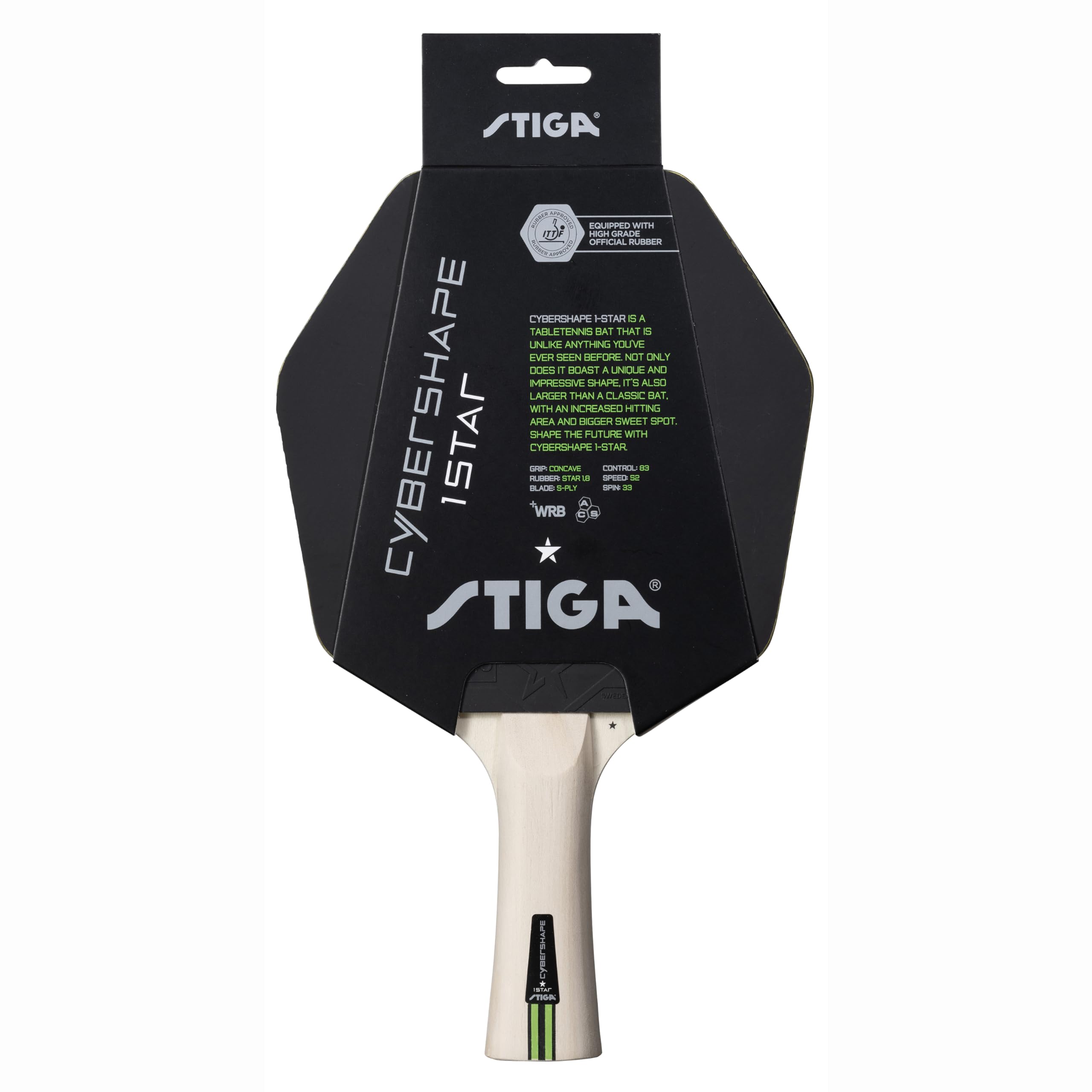 STIGA Cybershape 1-Star Table Tennis Bat - Optimal Control and Unique Shape