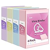 SUNEE 3 Ring Binder 2 Inch, Clear View Binder Three