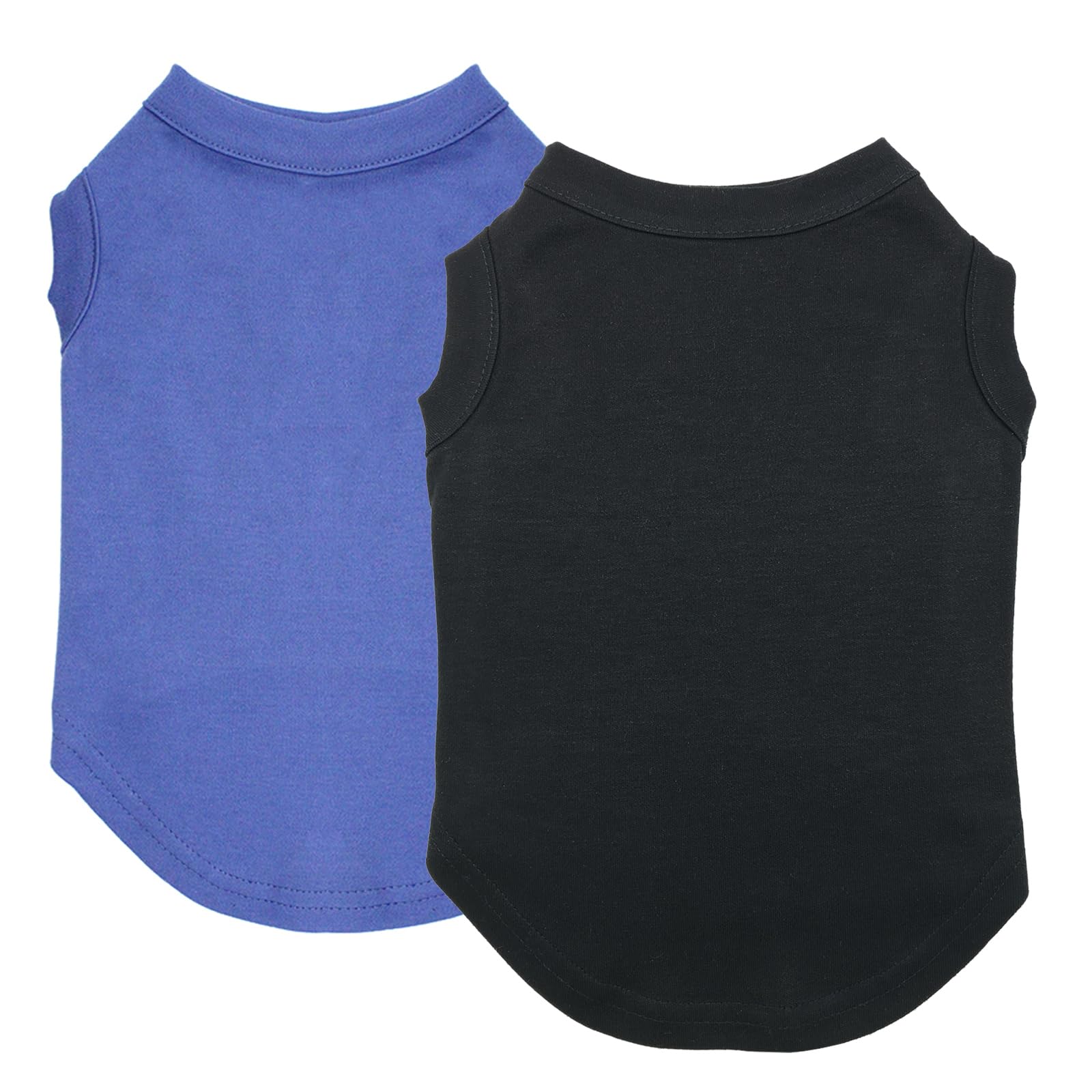 Izefia 2 Pieces Dog Shirts Clothes 2pcs T Shirt for Small Dog Breathable Blank Shirts Cool Summer Cotton Tank Top Vest for Small Dog Puppy Medium Cat Black and Blue XXXL