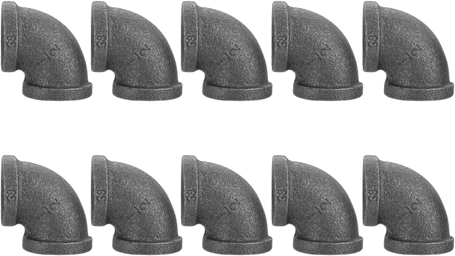 10 Pcs of 1/2" Cast Iron Elbows for Pipe Fitting Decoration, Abuff