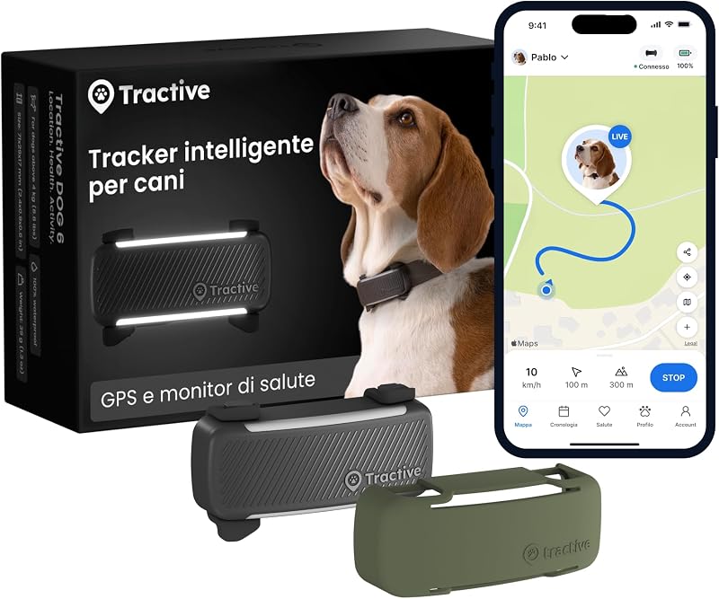 GPS Cani Intelligente | 2025 Edizione | Localizzazione GPS in Tempo Reale | Notifiche Antifuga e Avvisi di Salute | Monitoraggio dei Parametri Vitali | N. 1 sul Mercato (Bundle (Nero))