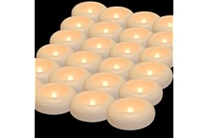 Aignis 24 Flameless LED Floating Candles, 3-Inch Plastic Battery Operated Tealights, Glow Time Over 120 Hours, Cozy Romantic White Light, Suitable for Pool/Bathtub/Hot Bath/Wedding Centerpiece Decor