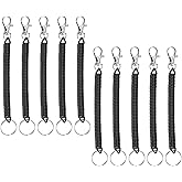 TIXIPEM 6.89IN Spiral Retractable Coil Springs Keychain [10PCS] - Theftproof Anti-Lost Stretch Cord Use for Keys Wallet