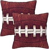 famliihw Retro Football Print Throw Pillow Covers Soft Square Cushion Pillowcase Set of 2 for Sofa Couch Bed Home Decor 18 X 18 in