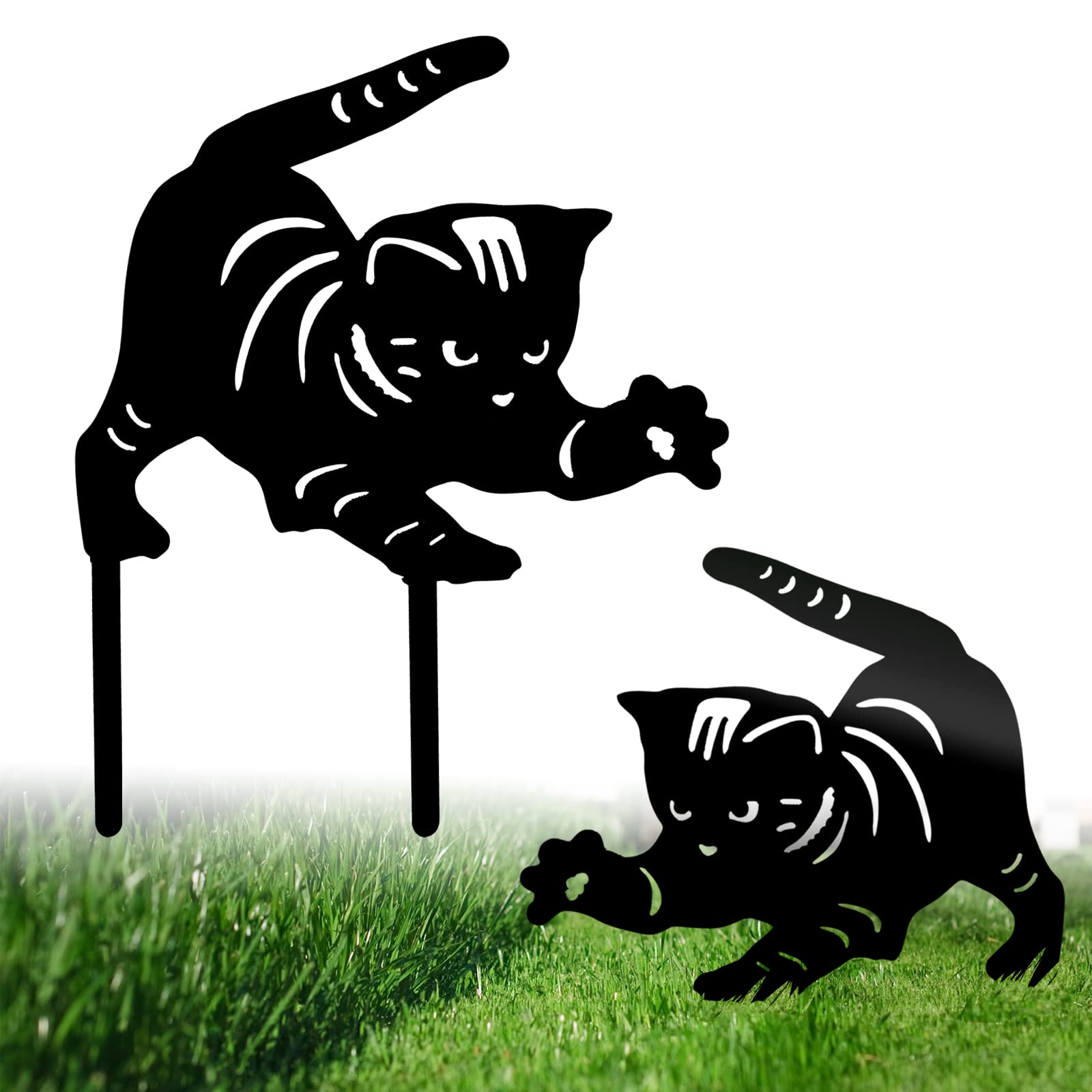 Garden Cat Art Statues, Black Cat Acrylic Yard Decorative Gifts Bird Repellent Cat Silhouette Animal Silhouette Garden Stakes for Home Yards Outdoor Patio Garden Backyard Porch Lawn Ornament