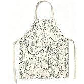 BOCTTCBO Cute Kitchen Aprons for Women &amp; Men, Cooking Gardening Apron | Plus Size Apron for Chef | Soft Cotton Linen Aprons | Funny Cat Apron
