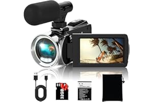 Rawiemy Video Camera Camcorder FHD 4K 36MP Vlogging Camera for YouTube Video Recorder 3.0" 270 Degree Rotation Screen Video Cameras for Filming with Microphone,32GB SD Card (Black)