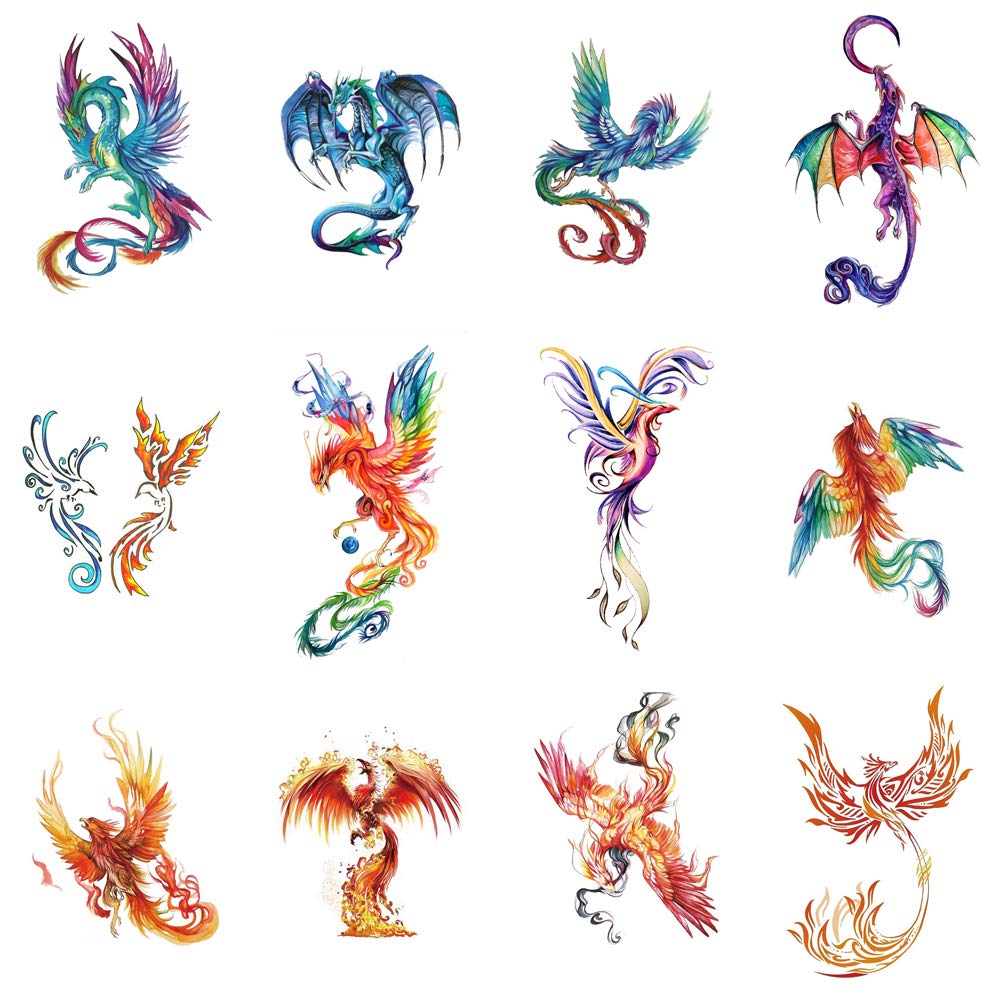 WYUEN 12 PCS Hummingbirds Temporary Tattoo Sticker for Women Men Fashion Body Art Adults Waterproof Hand Fake Tatoo 9.8X6cm (FW12-25)