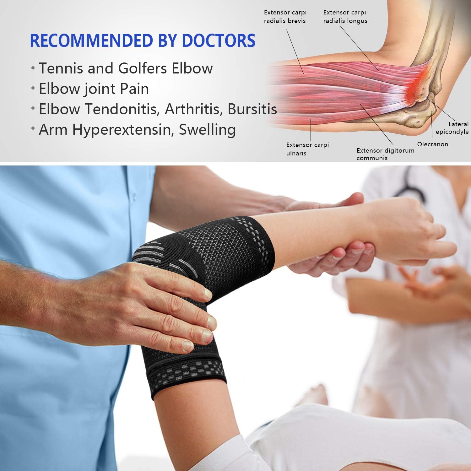 New Medical Compression Technology Elbow Brace Compression Sleeve(1pcs)+Tennis Elbow Brace (2pcs),Elbow Support Gear for Sports or Daily Use to Reduce Joint Pain and Treat Tendonitis | Tennis Elbow | Golfer's Elbow | Arthritis: Sports & Outdoors