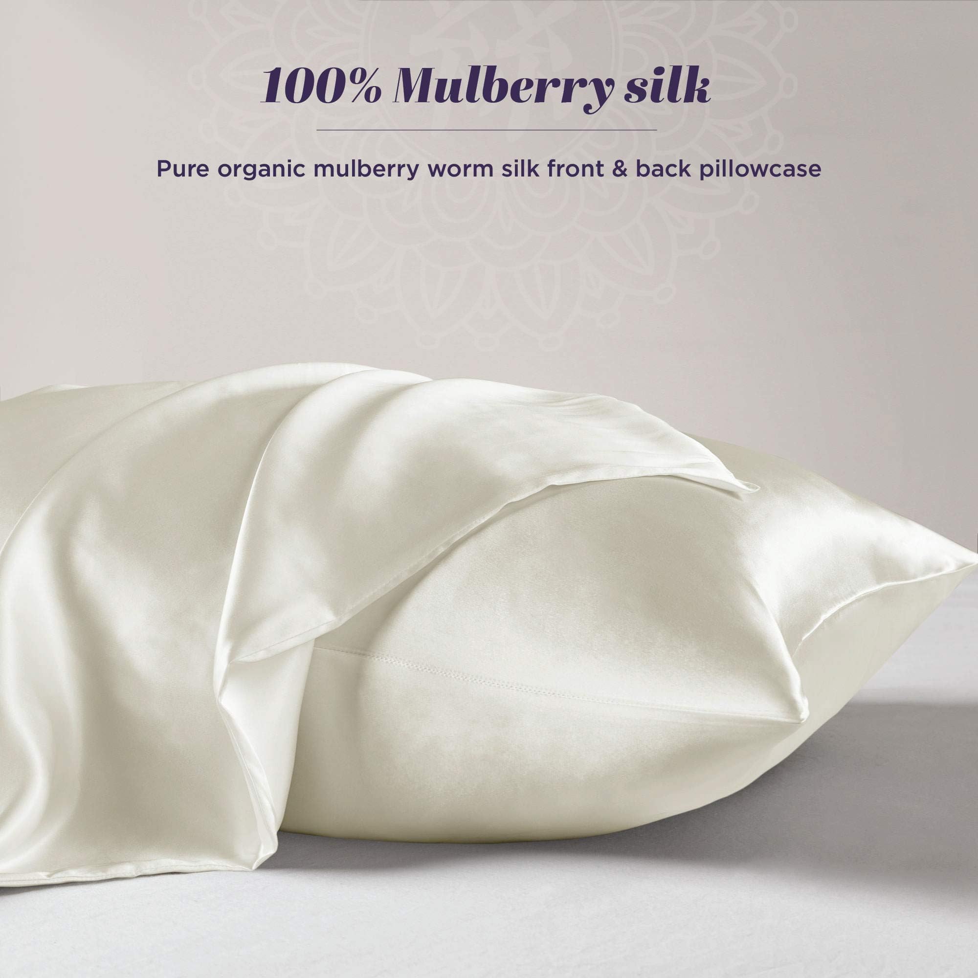 Hyde Lane 25 Momme 100% Pure Mulberry Silk Pillowcase for Hair and Skin with Hidden Zipper, Both Side Grade 6A Silk, Luxury Smooth and Soft,Real Silk Pillow Case, 1pc King 20''x36'',Ivory White