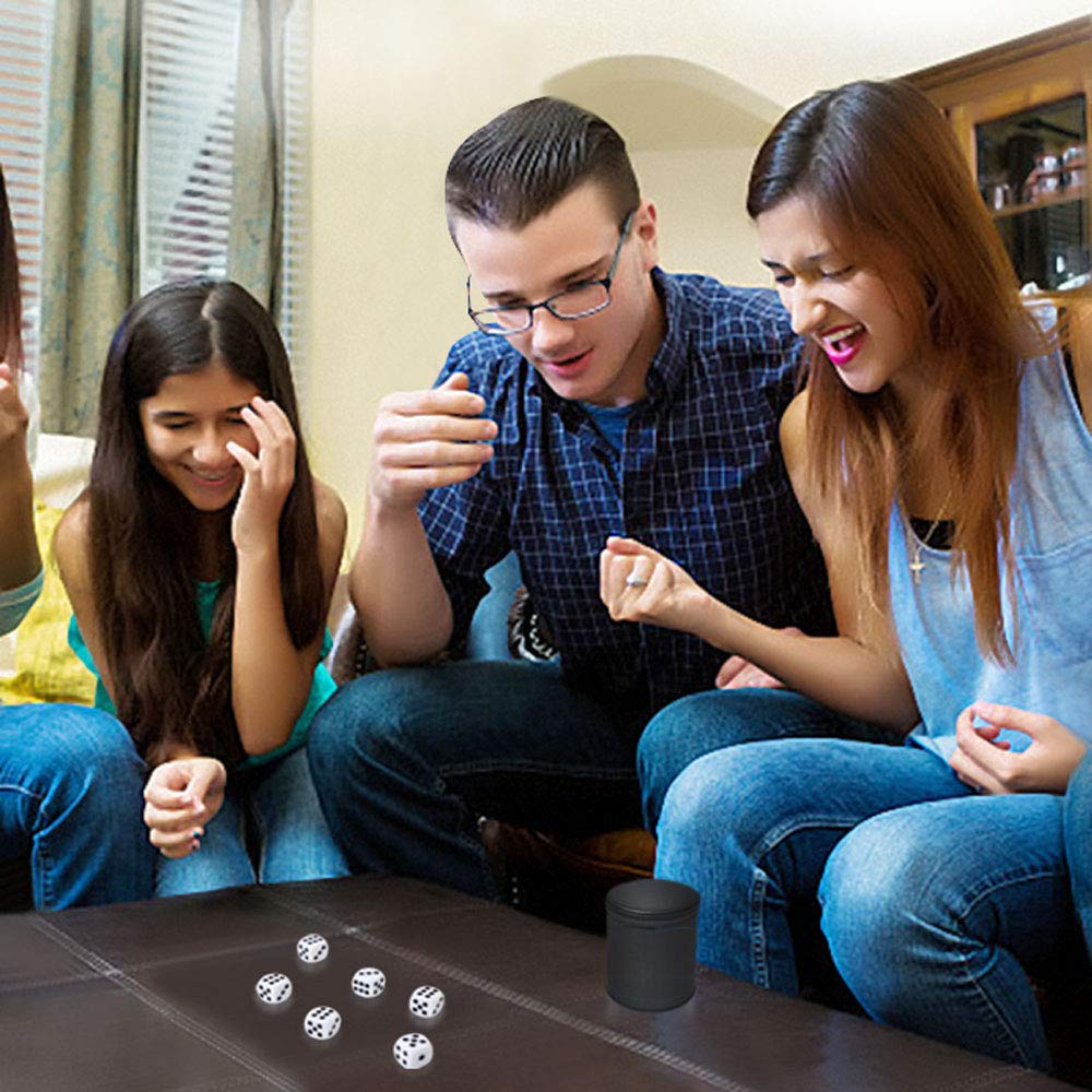Felt Lined Professional Dice Cup - with 6 Dices Quiet for Yahtzee Game